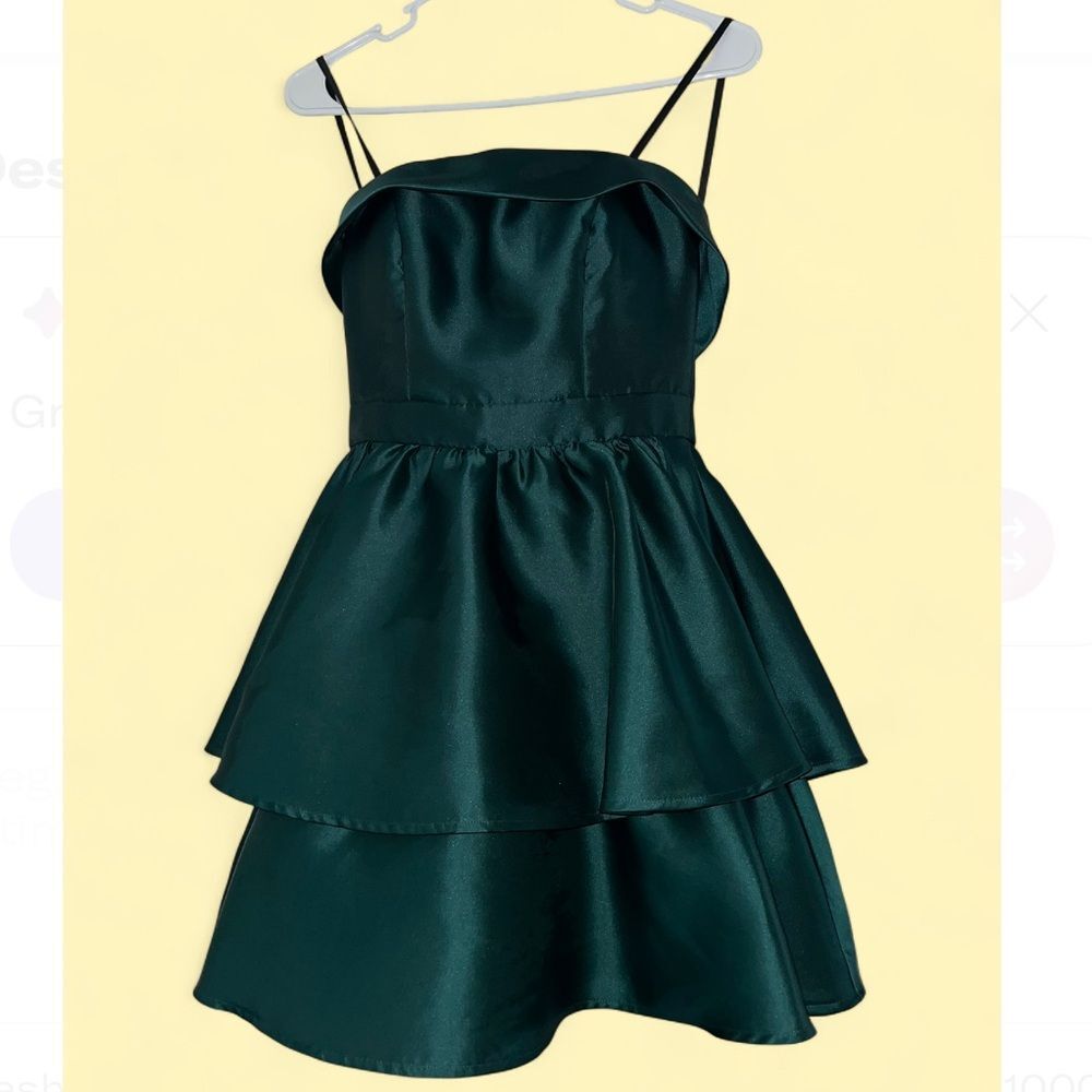 B Darlin Strapless Mini Dress Dark Emerald Green Size 7/8 Y2K Vintage